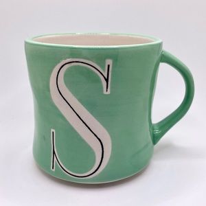 Anthropologie Colorway Monogram ‘S’ Coffee Mug - Tea Mint Green Hand Painted
